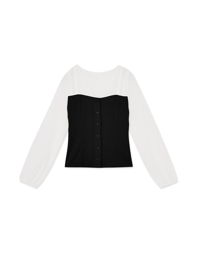 Chiffon Sheer Patchwork Top