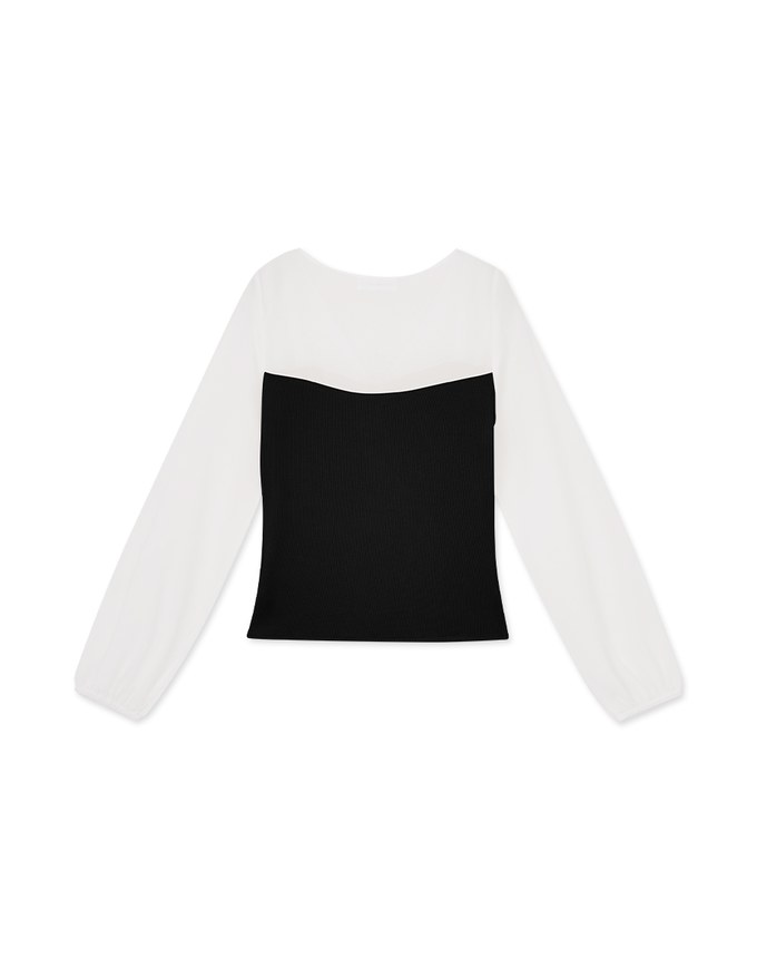 Chiffon Sheer Patchwork Top