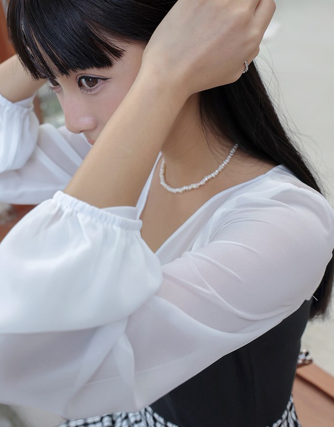 Chiffon Sheer Patchwork Top