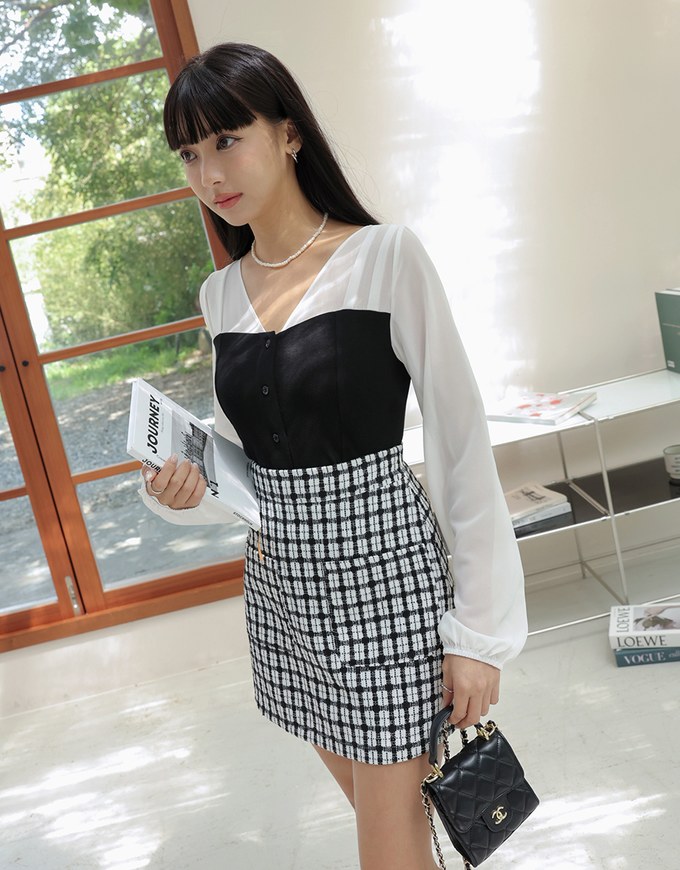 Chiffon Sheer Patchwork Top