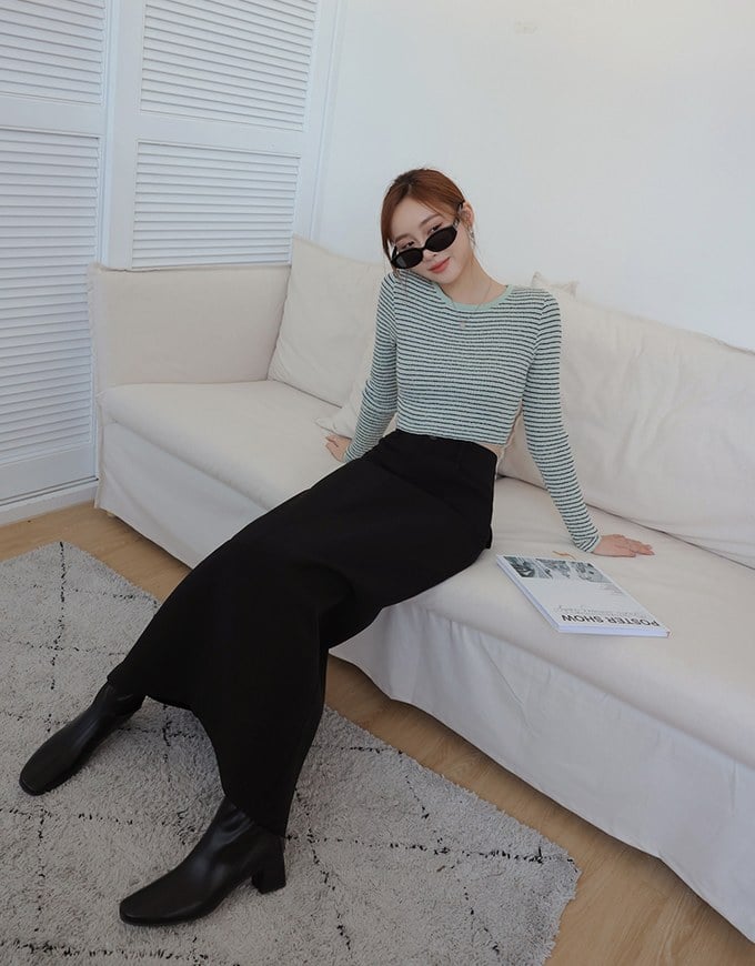 High Waist Slimming Slit Maxi Skirt