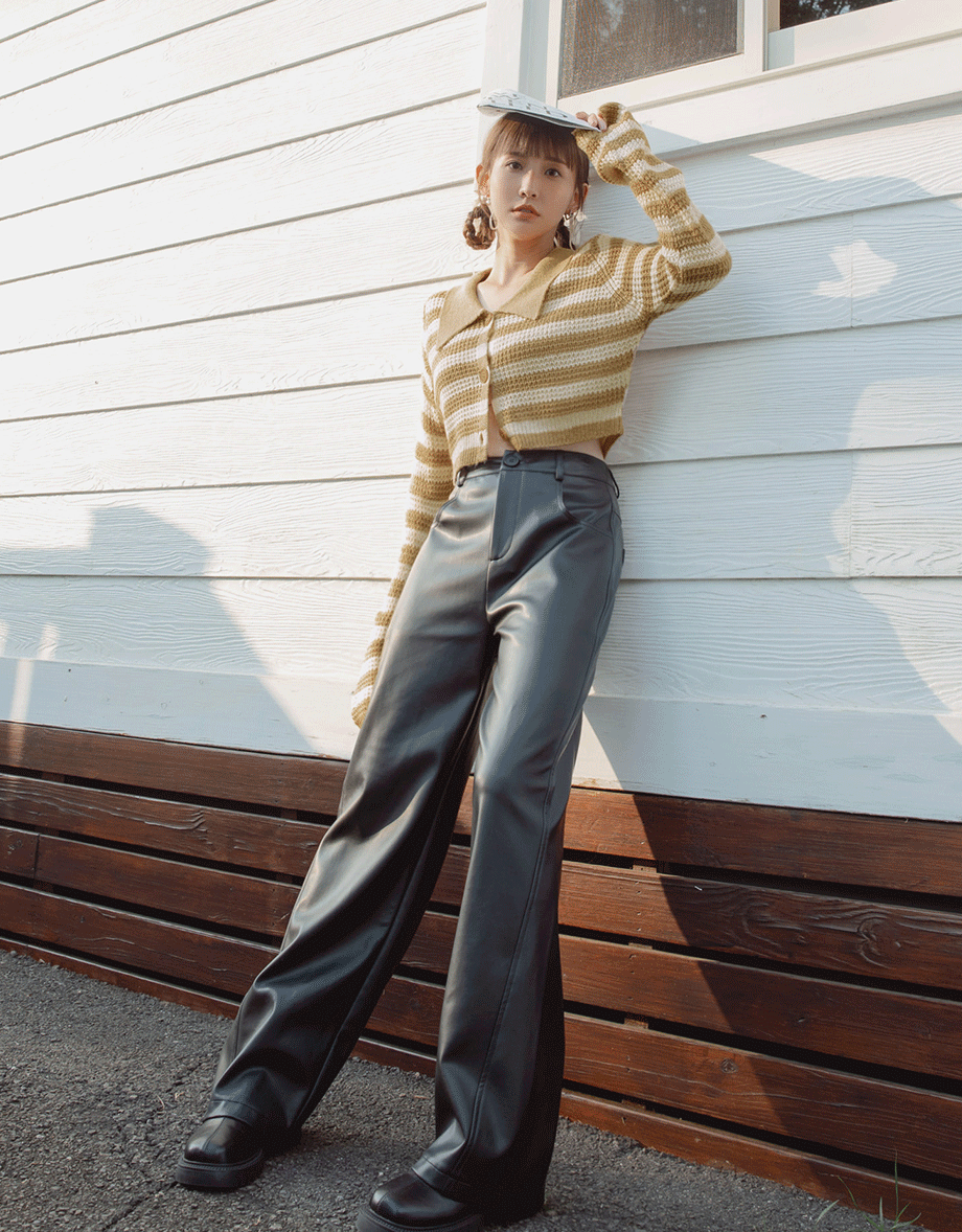 【ᴍᴇɪɢᴏ's Design】Fashionable Matte Leather Wide Pants