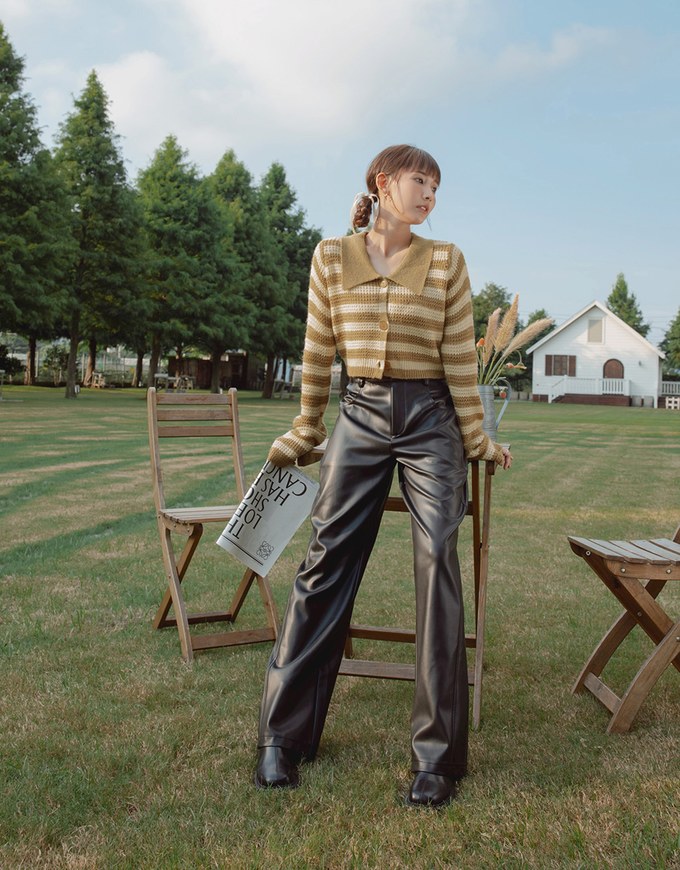 【ᴍᴇɪɢᴏ's Design】Fashionable Matte Leather Wide Pants