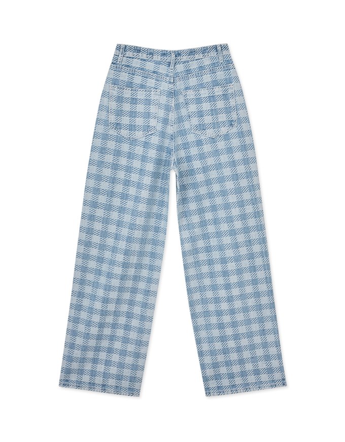 Checkerboard Denim Wide Pants