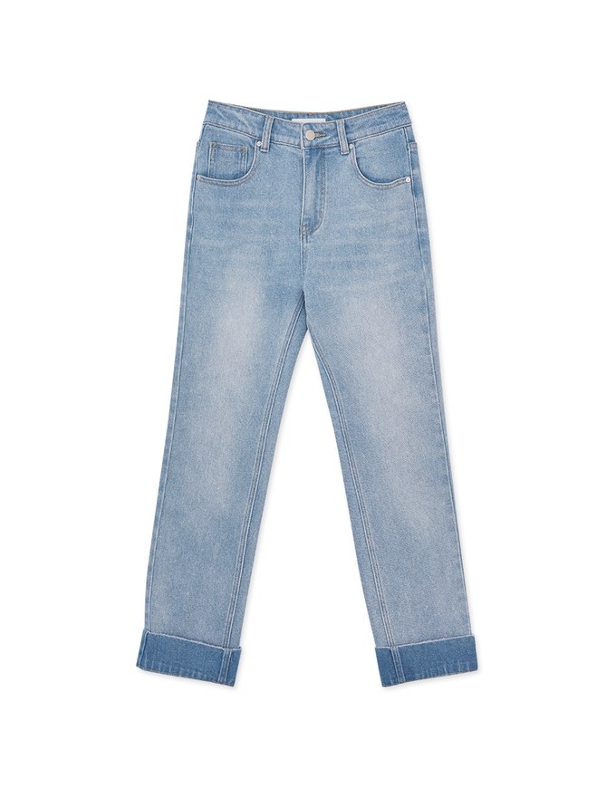 Foldable Denim Straight Leg Pants