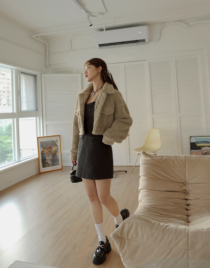 Woolen Vest Mini Dress