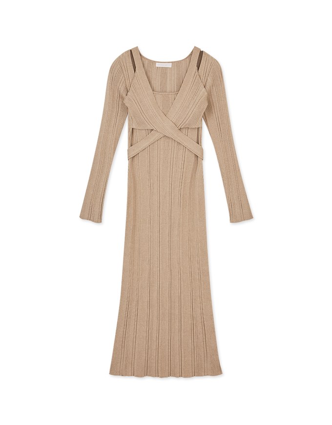 Cross Overlap Bodycon Maxi Dress