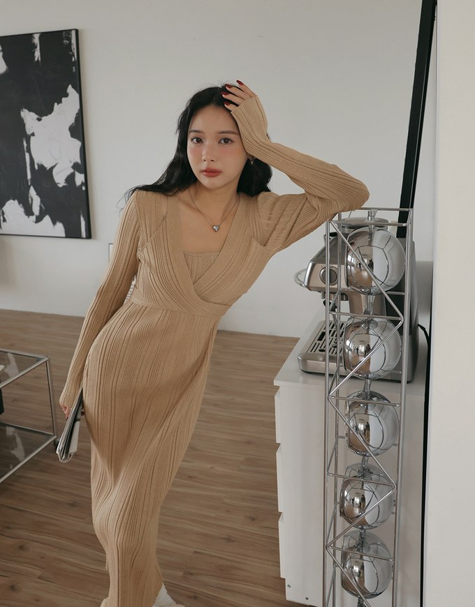 Cross Overlap Bodycon Maxi Dress