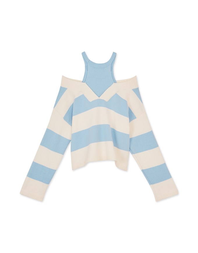 Laidback Cutout Striped Knit Top