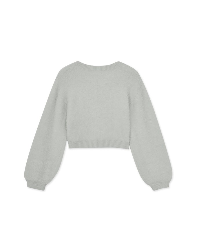 Gentle Round Neck Plush Puff Sleeve Top