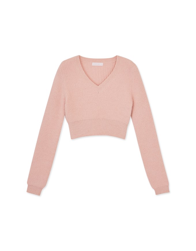 Gentle V-neck Velvet Crop Top