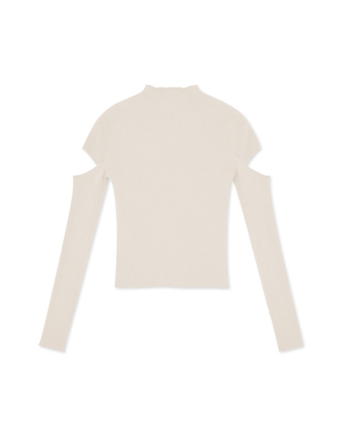 Half Turtleneck Sleeve Cutout Top