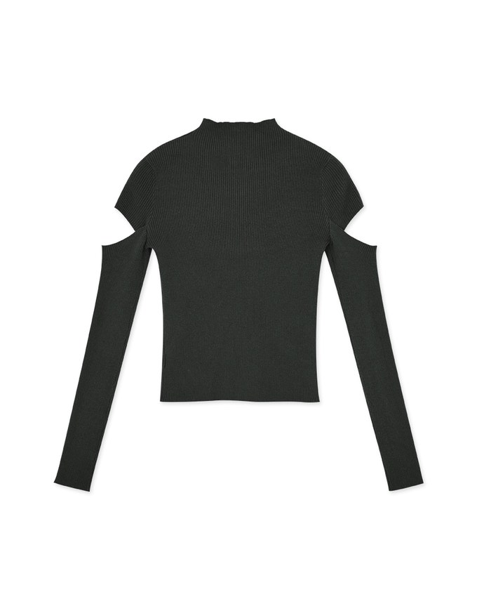 Half Turtleneck Sleeve Cutout Top