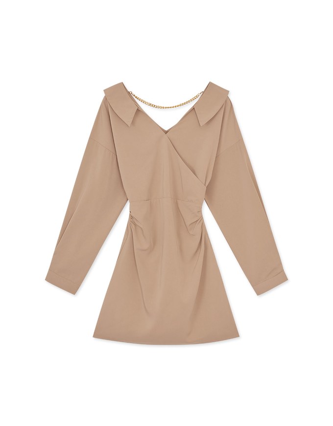 2WAY Gold Cahin Lapel Shirt Dress