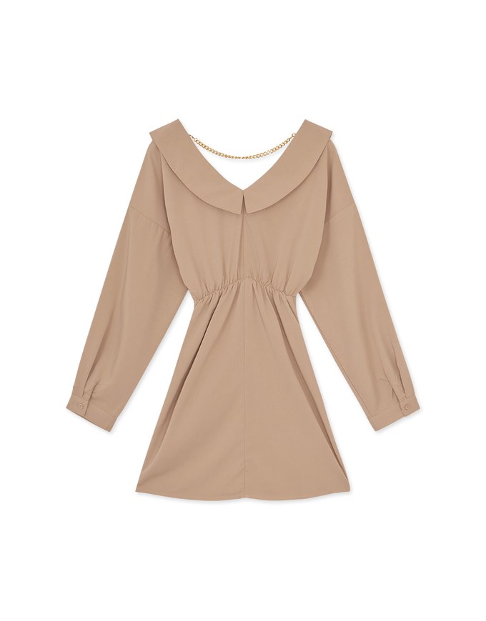2WAY Gold Cahin Lapel Shirt Dress