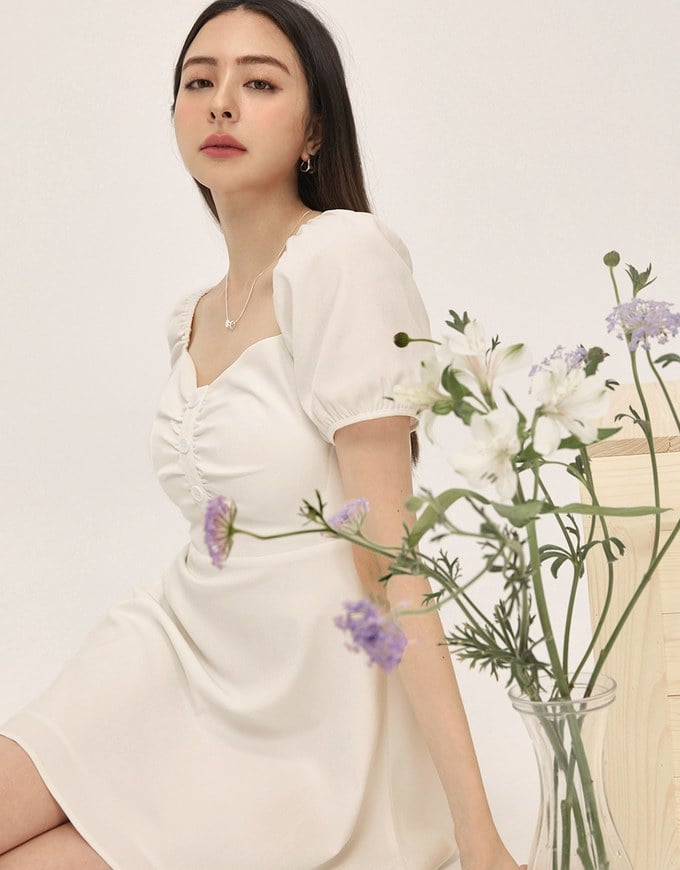 Sweet Scrunch Puff Short Dress