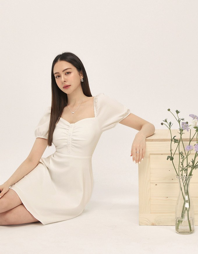 Sweet Scrunch Puff Short Dress