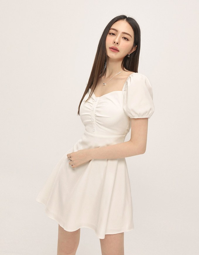 Sweet Scrunch Puff Short Dress