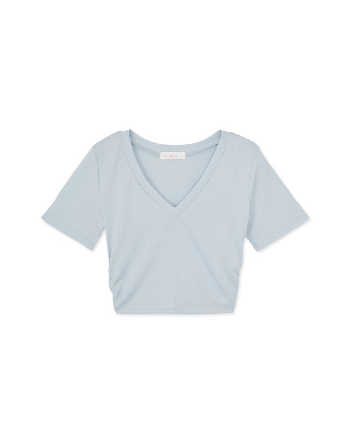 Minimalist V-neck Side Ruched Top