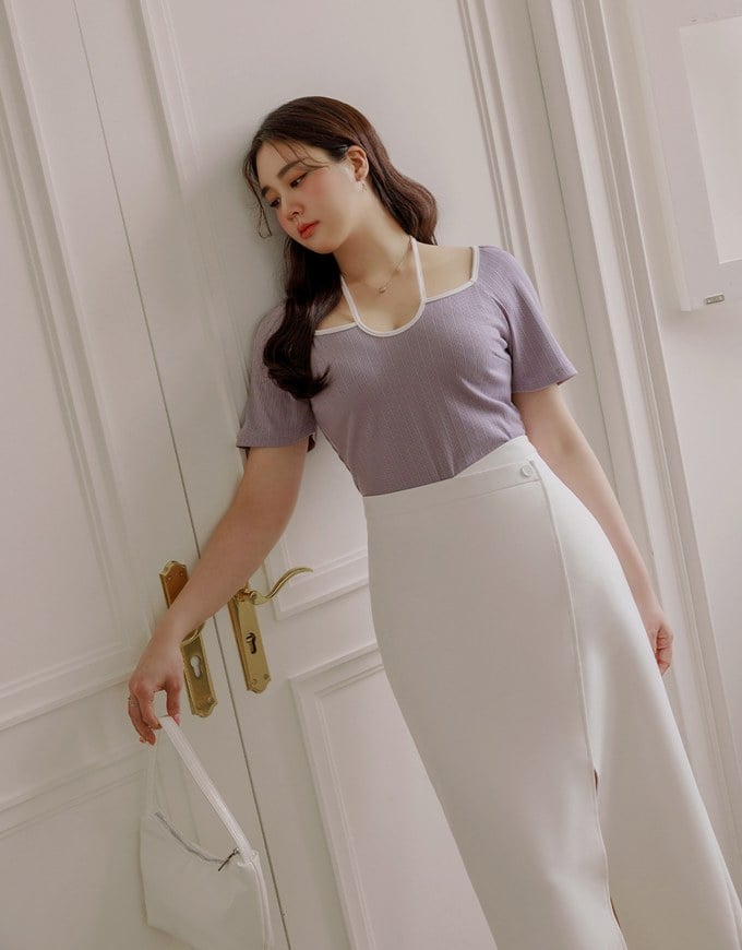2WAY Tie Strap Ribbed Top