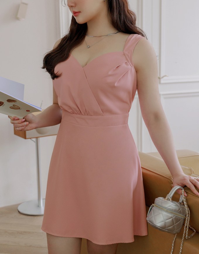 Cross Thick Shoulder Mini Dress