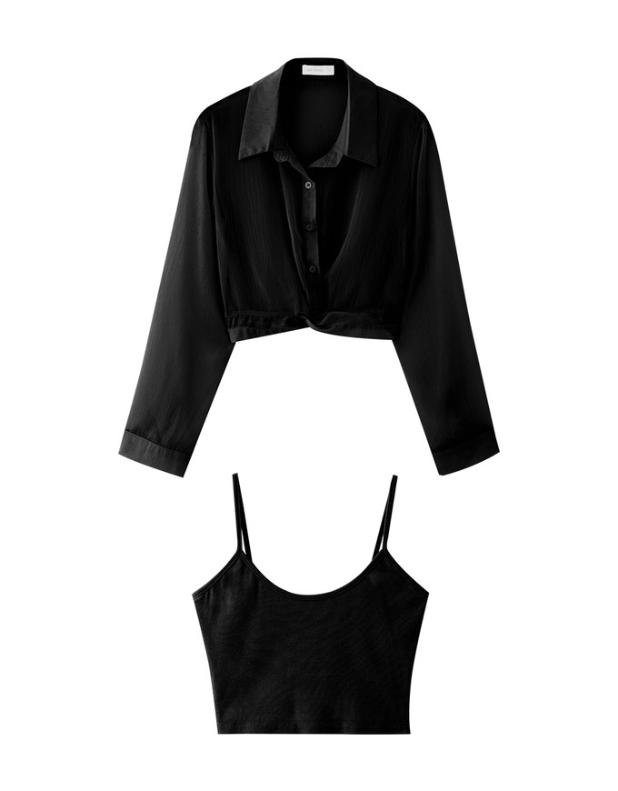 Sheer Twist Shirt Set Wear