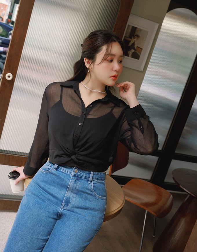 Sheer Twist Shirt Set Wear