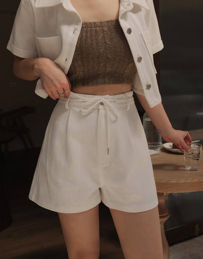 Heavyweight Denim Pleated Shorts
