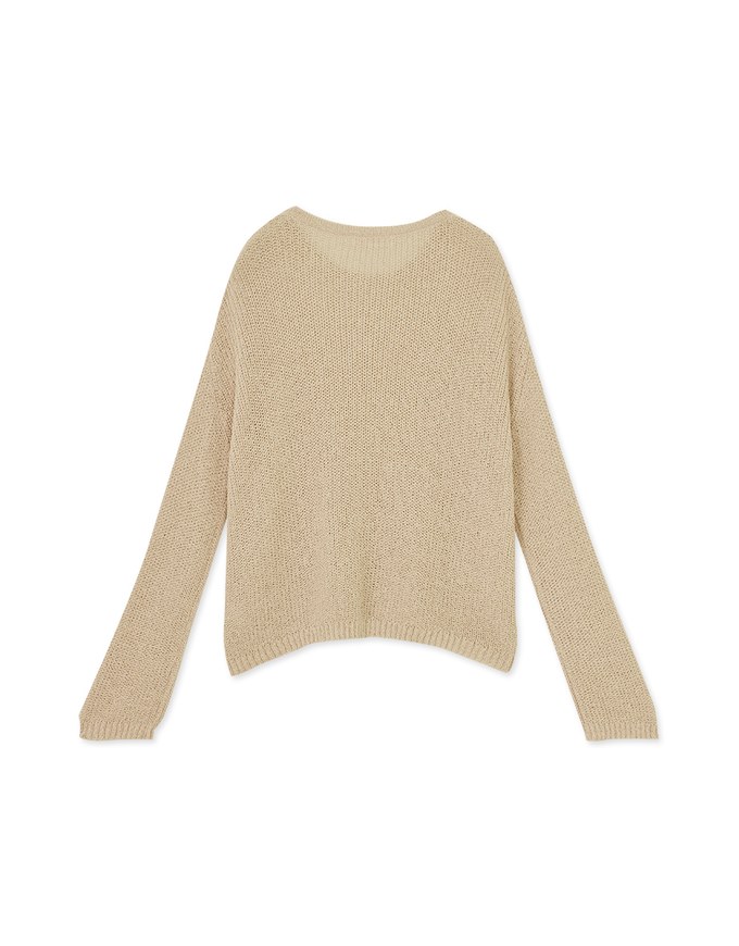 Pastel Color Correction Round Neck Knitted Top