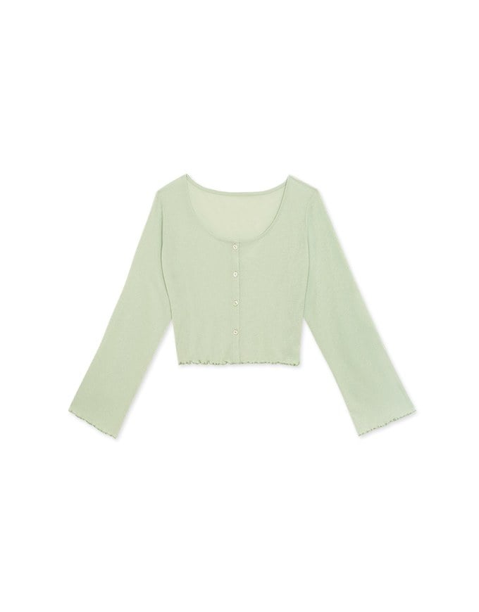 Sheer Ruffled Button Down Top