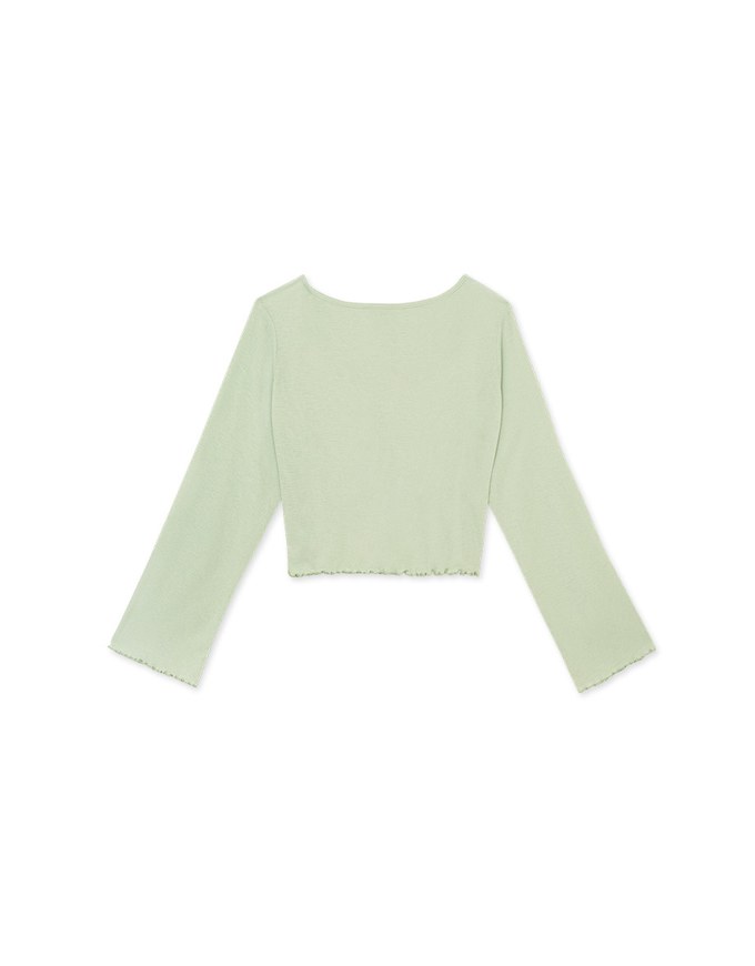 Sheer Ruffled Button Down Top