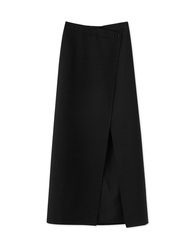 Asymmetrical Front Slit Long Skirt