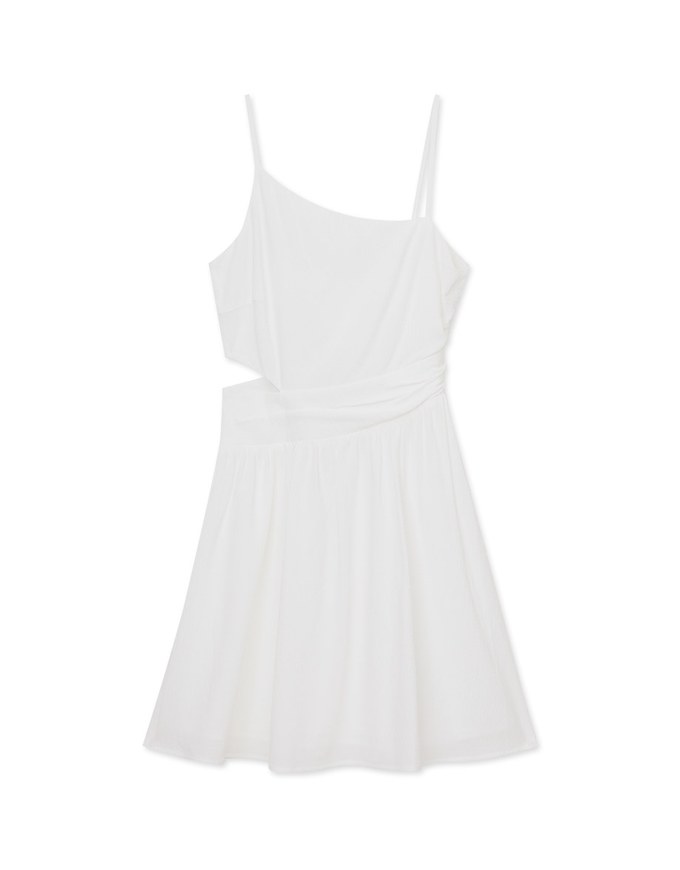 Beveled Hollow Side Ruched Mini Dress