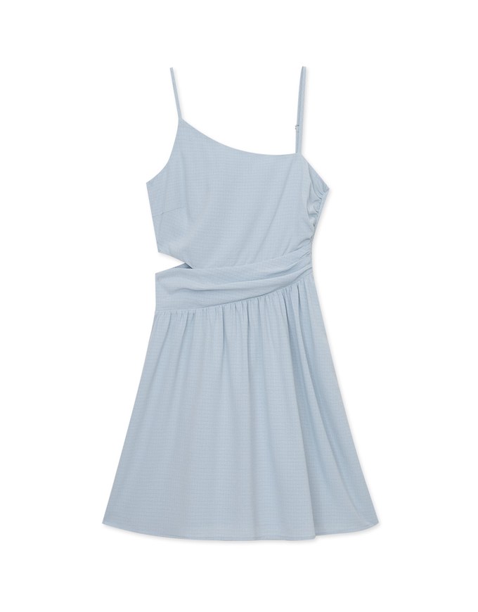 Beveled Hollow Side Ruched Mini Dress