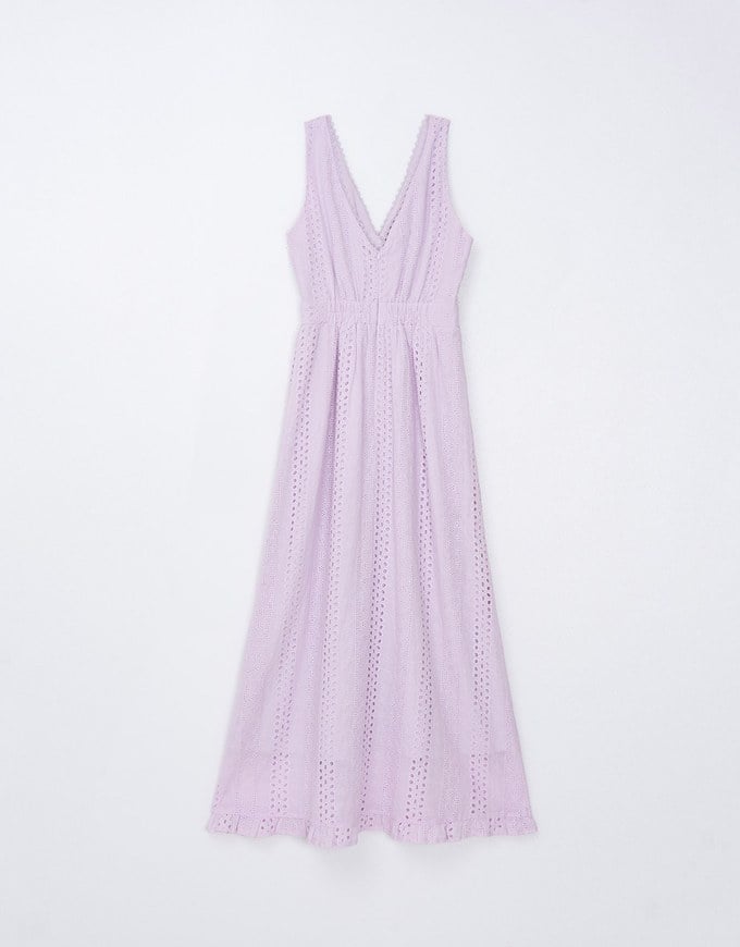 French Lace Bow Tie Maxi Dress