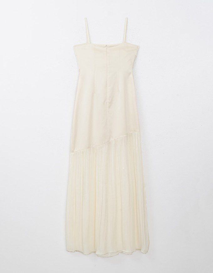 Glossy Satin Splice Cami Padded Maxi Dress