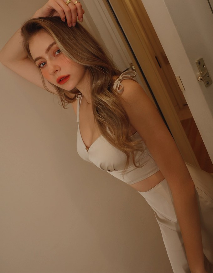 Satin Hollow Strap Trouser Set Wear