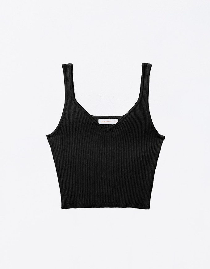 Basic V Neck Cropped Knitted Tank Top