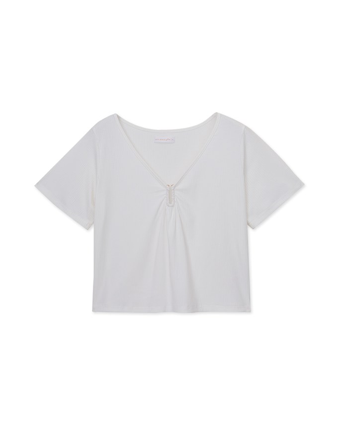 U Neck Ruched Ribbed Top