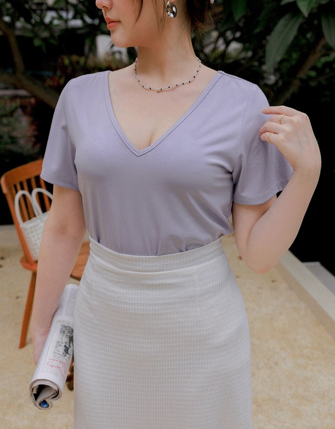 Korean Tencel Cool Fabric Anti Odor V Neck Top