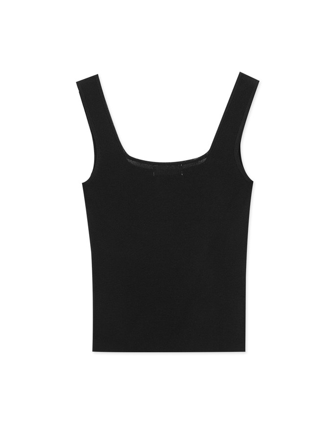 Simple Square Neck Mesh Tank Top