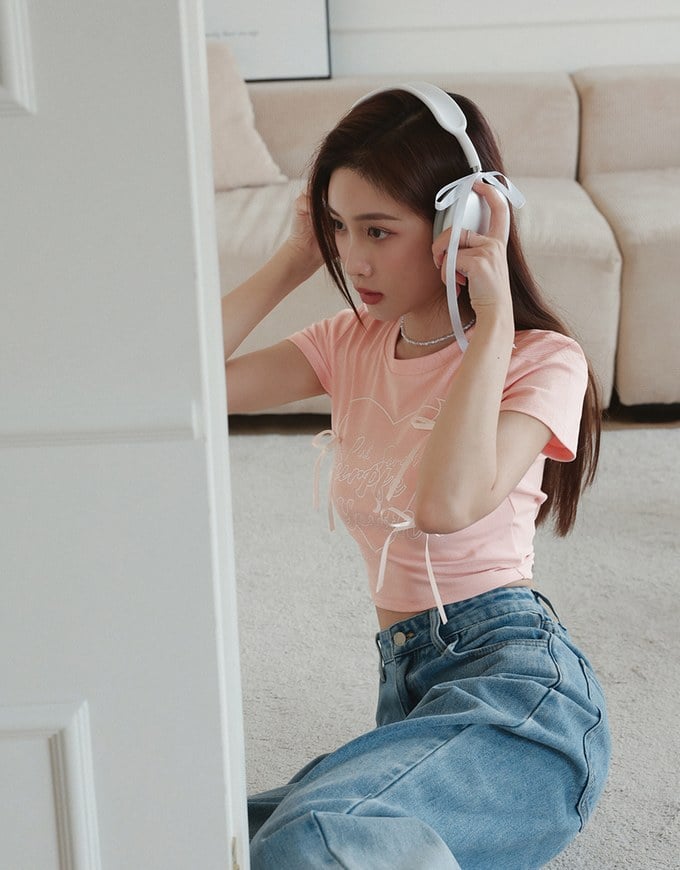 Korean Style Bow Satin Ribbon Top