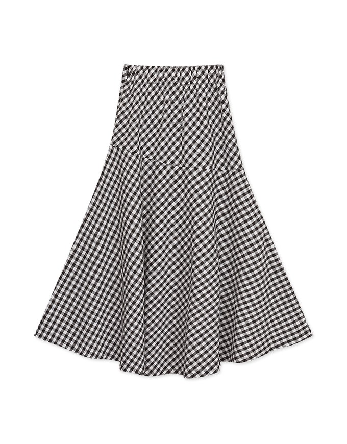 Embossed Front Slit Long Skirt