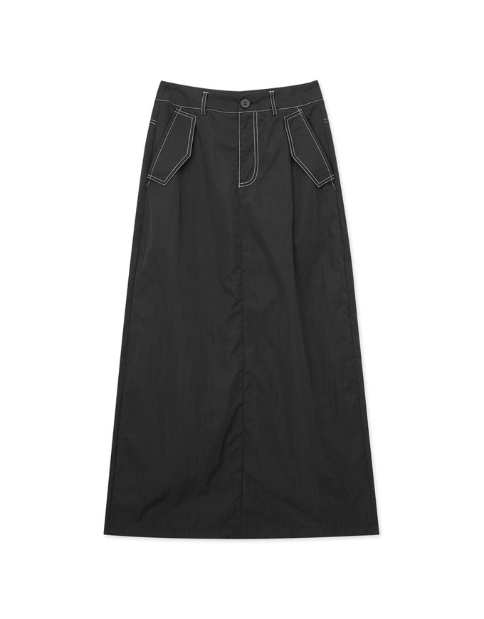 Casual Nylon Slit Long Skirt