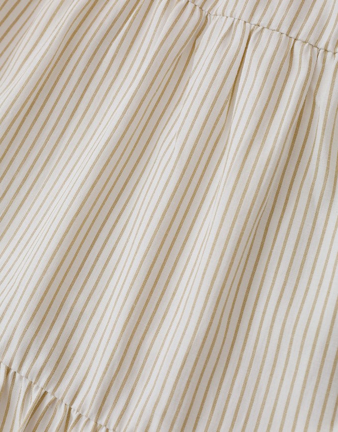 Stripe Low Back Blouse Midi Dress