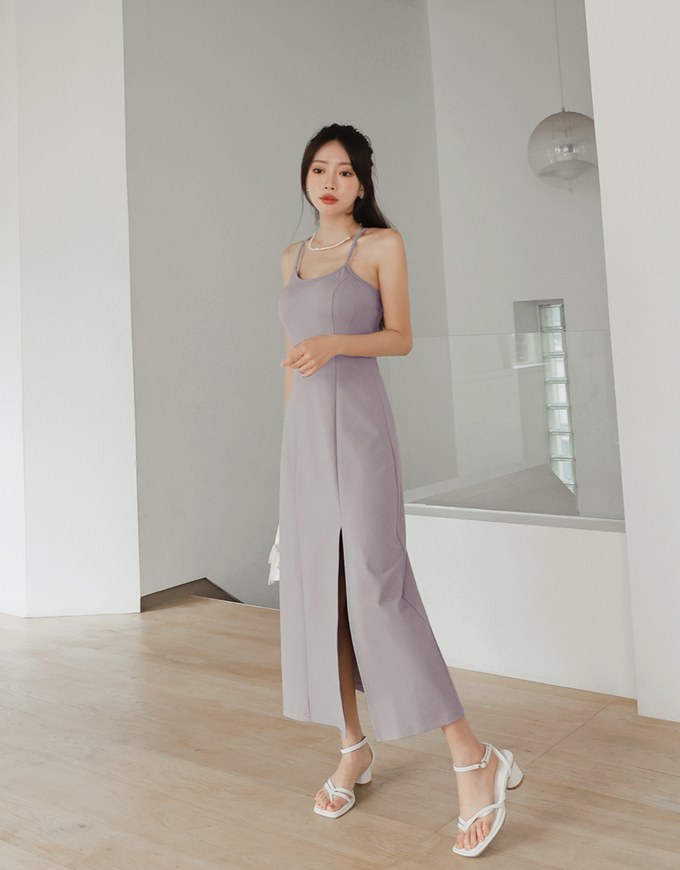 Cooling Bra Padded Backless Midi Dress