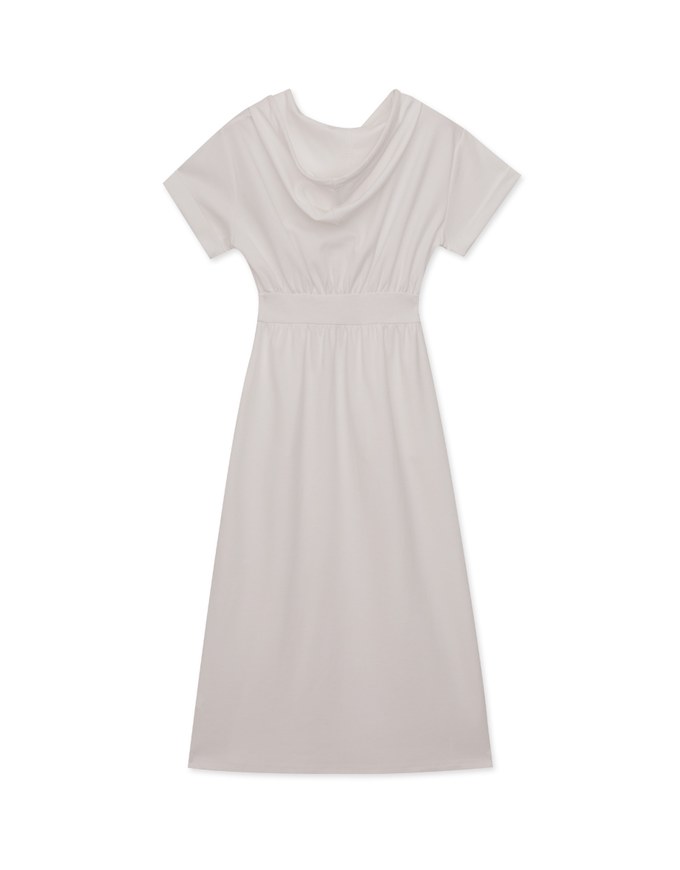 Casual Hooded Cinched Waist Split Maxi Dress