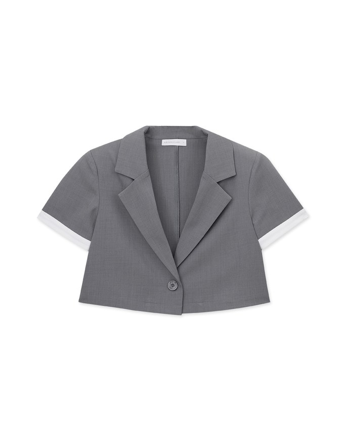 Chic Contrast Color Lapel Suit Blaze Jacket (with Shoulder Pads)