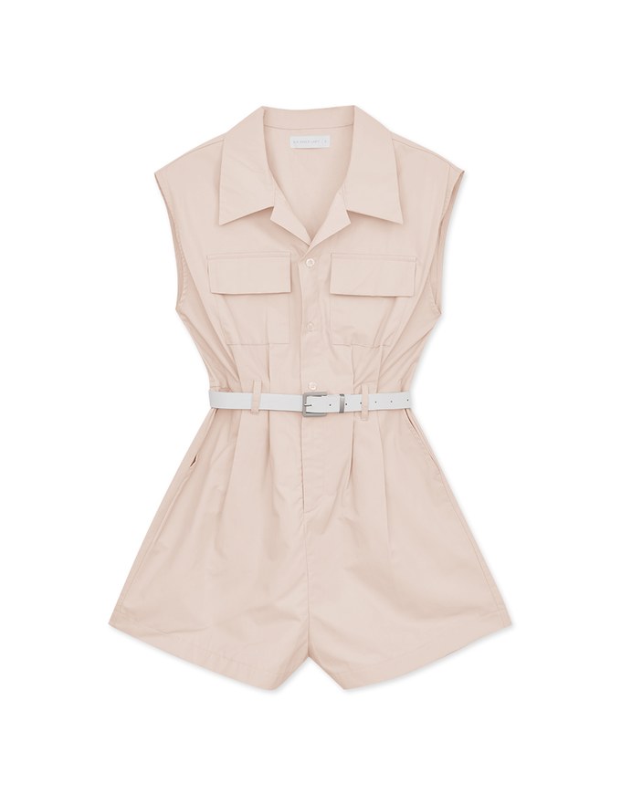 Smart Open Collar Playsuit (With Belt)