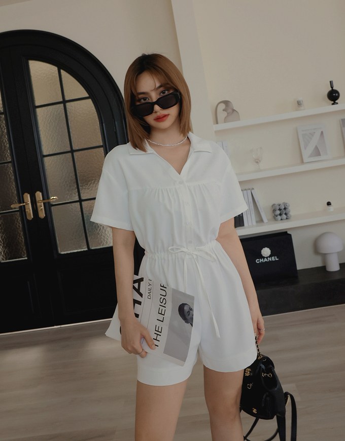 Chiffon Open Collar Jumpsuit